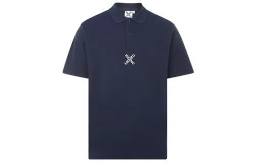 KENZO Polo Shirts Men's Navy Blue Polo Collar Moderate Straight Fit