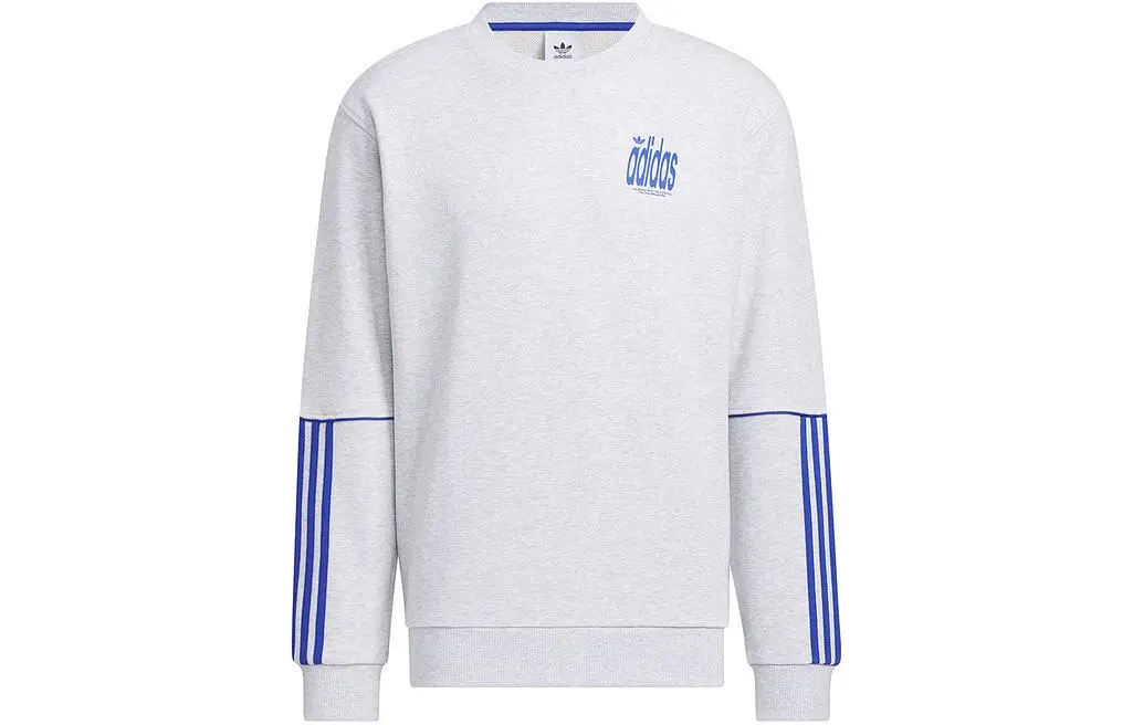 Adidas Sweatshirts Men's White Crew Neck Moderate Regular