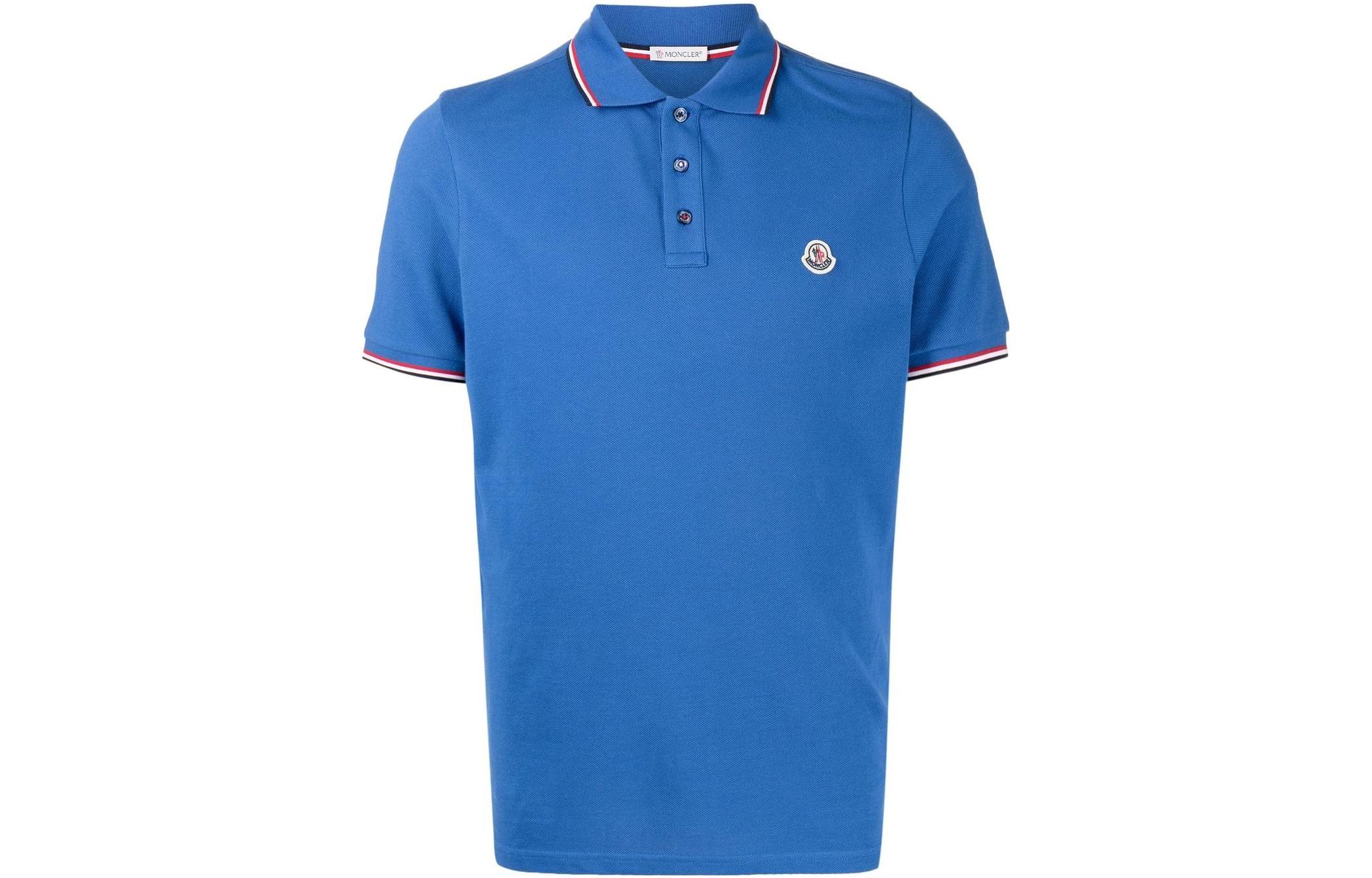 Мужская футболка Moncler Moncler SS22 LogoPolo (синяя)