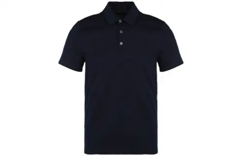 PRADA Polo Shirts Men's Navy Blue Polo Collar Moderate Straight Fit