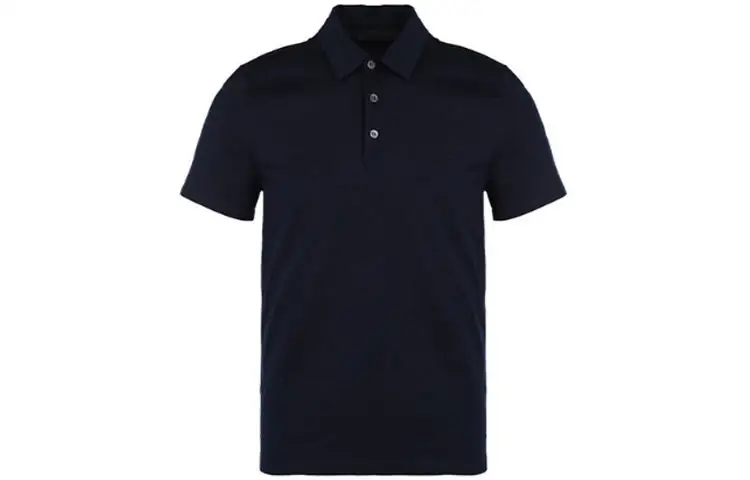 PRADA Polo Shirts Men's Navy Blue Polo Collar Moderate Straight Fit