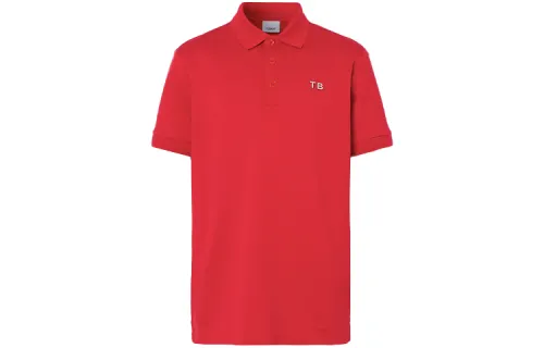 Burberry Polo Shirts Men's Bright Red Polo Collar Moderate Straight Fit
