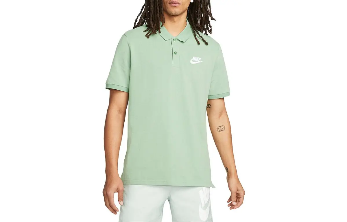 Nike Polo Shirts Men's Green Polo Collar Moderate Straight Fit