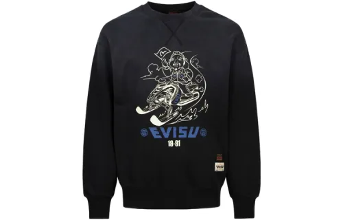 EVISU Sweatshirts Men's Black Crew Neck Moderate Regular