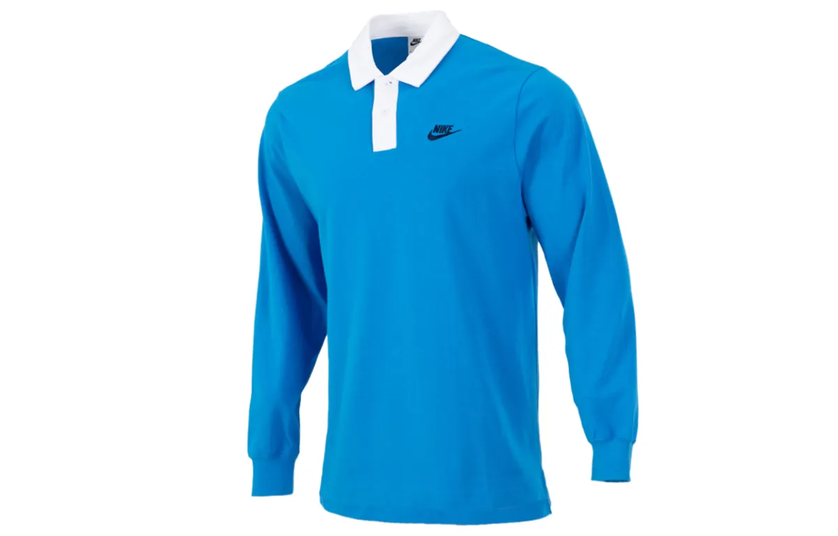 Nike Polo Shirts Men's Blue Polo Collar Moderate Straight Fit