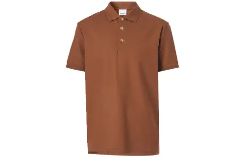 Burberry Polo Shirts Men's Orange Polo Collar Moderate Straight Fit