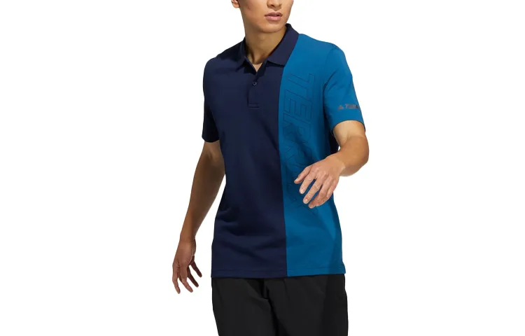 Adidas Polo Shirts Men's Blue Polo Collar Moderate Other