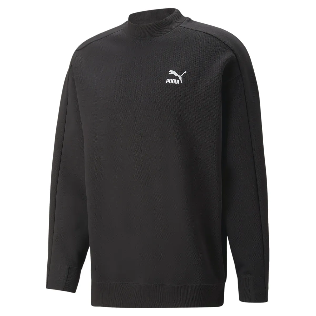 PUMA Sweatshirts Men's Black Crew Neck Moderate Straight Fit