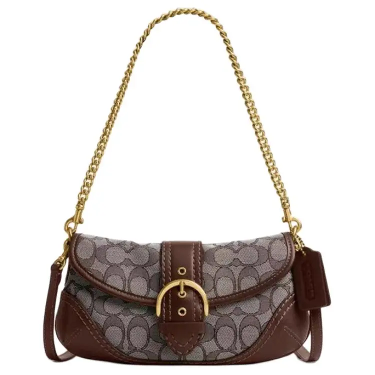 COACH Soho Coated Canvas With Leather Handbag, Shoulder Bag Medium Women's Brown