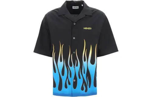 KENZO Shirts Men's Black Lapel Moderate Other