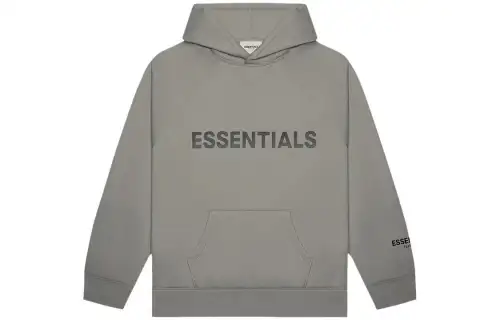 Fear Of God Essentials Hoodie 'Cement' Letter Raglan Sleeve Fleece Lined Hooded American Heavyweight Sweatshirt Unisex
