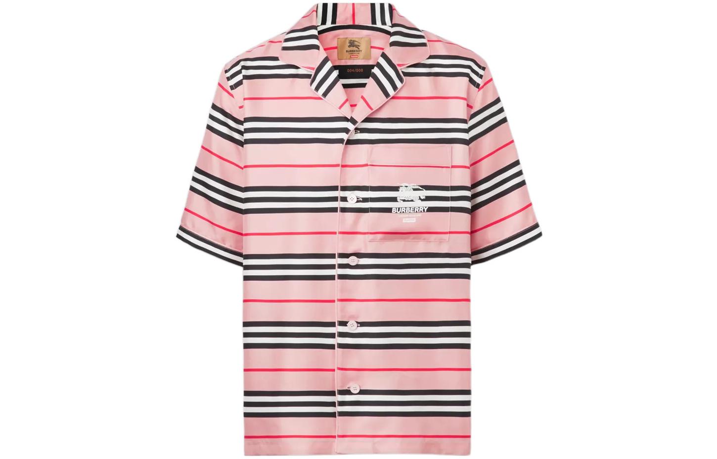 Supreme X Burberry Icon Stripe Silk Pyjama Shirt Burberry Exclusive