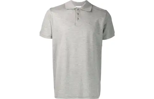 SAINT LAURENT Polo Shirts Men's Gray Stand Collar Moderate Straight Fit