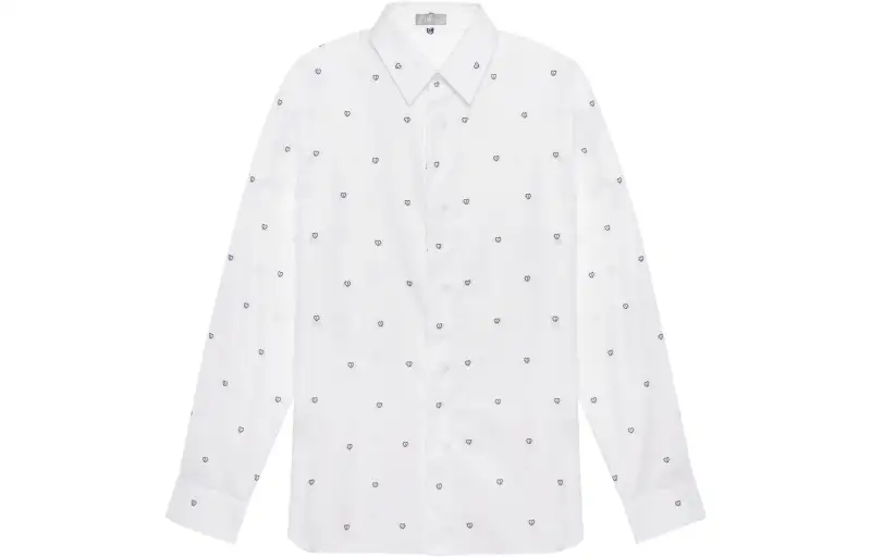 DIOR Quarterly New Products Shirts Men's White Lapel Moderate Shirt