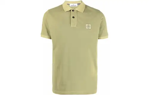STONE ISLAND Polo Shirts Men's Green Polo Collar Moderate Straight Fit