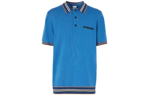 Burberry Polo Shirts Men's Royal Blue Polo Collar Moderate Straight Fit
