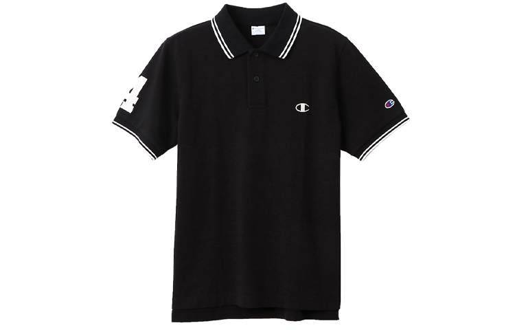 Champion Polo Shirts Men's Black Polo Collar Moderate Straight Fit