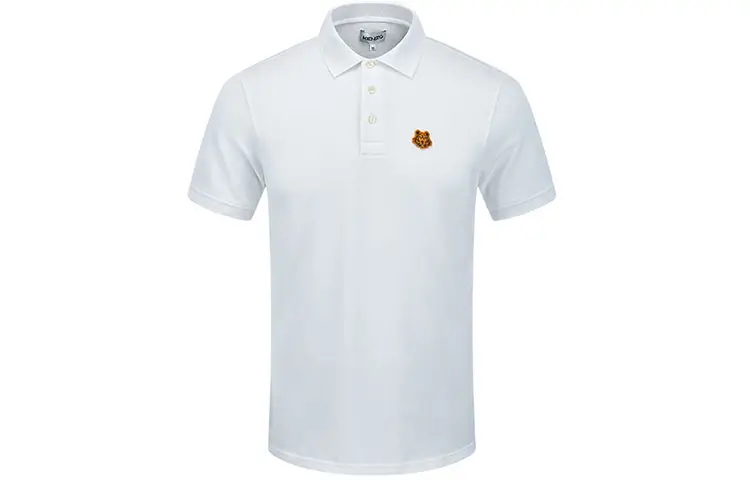 KENZO Polo Shirts Men's White Polo Collar Moderate Straight Fit