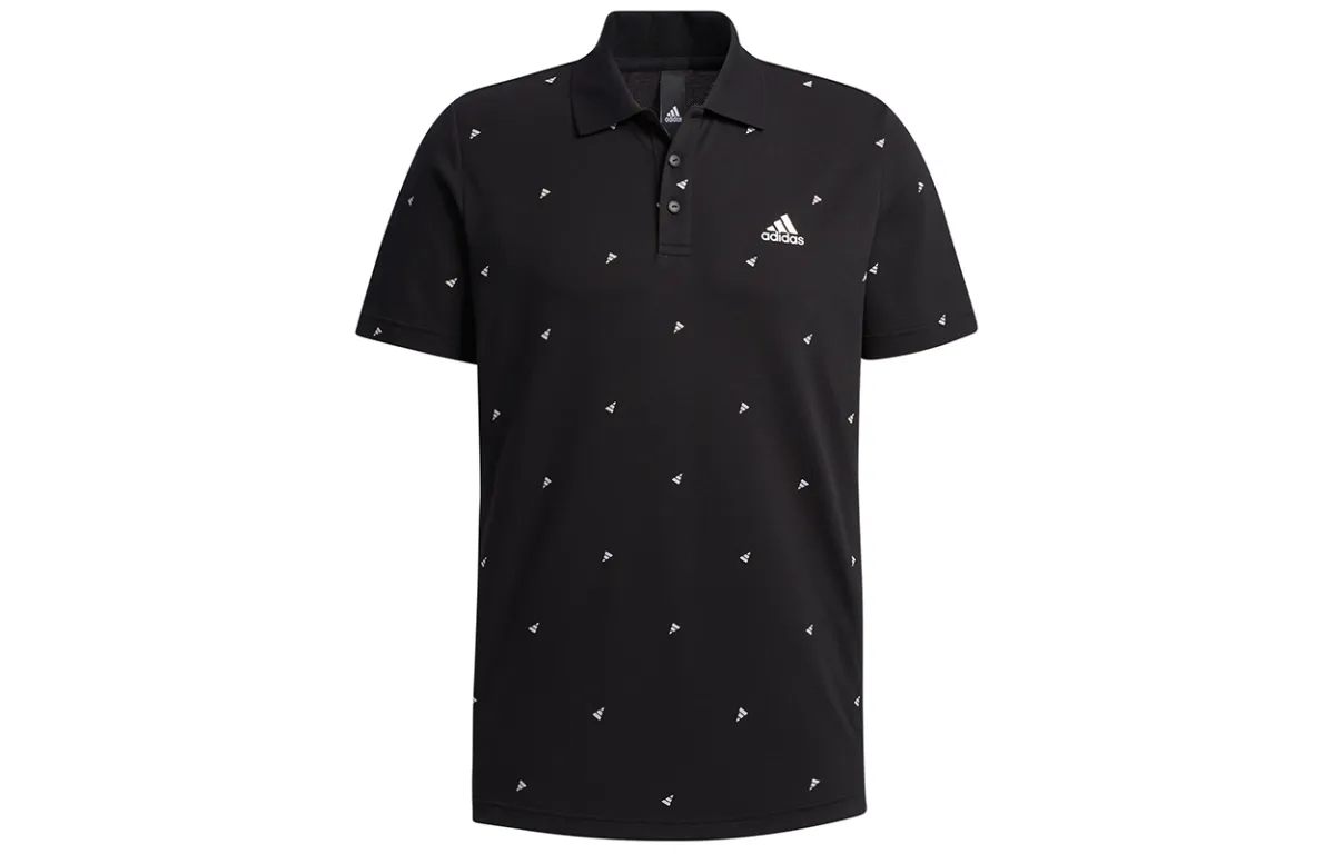 Adidas Polo Shirts Men's Black Polo Collar Moderate Straight Fit