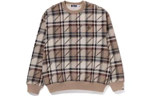 Bape A BATHING APE Logo Check Pattern Crewneck
