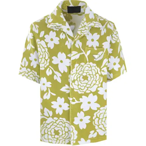 PRADA Shirts Men's Green Lapel Moderate