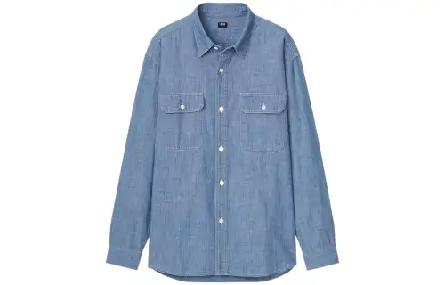 UNIQLO Shirts Men's Lake Blue Lapel Moderate Other