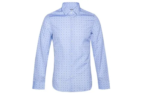 GUCCI Shirts Men's Blue Pointed Collar Moderate Shirt