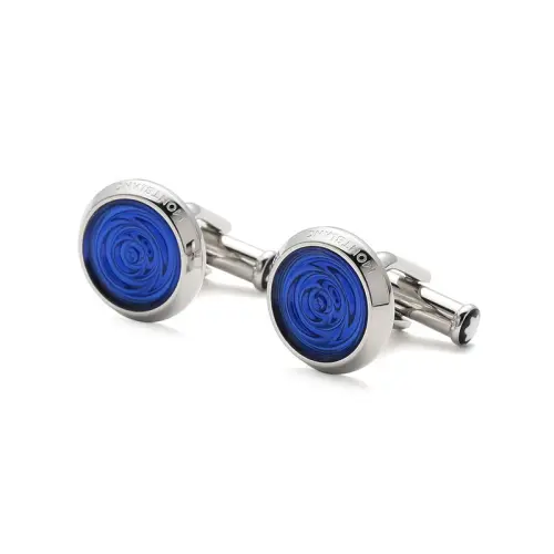 MONTBLANC Steel Cufflinks Men's Silver Blue