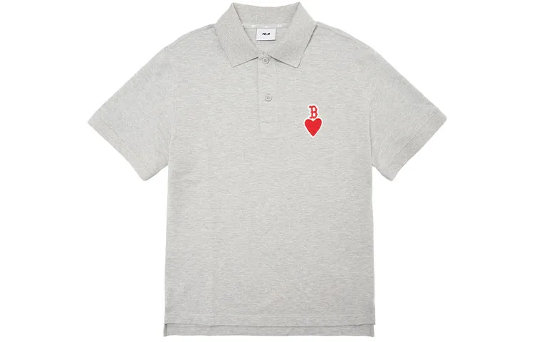 MLB Basic Logo Polo Shirts Men's Gray Polo Collar Moderate Straight Fit