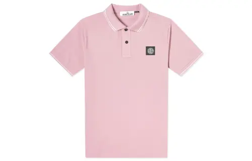 STONE ISLAND Polo Shirts Men's Pink Polo Collar Moderate Other