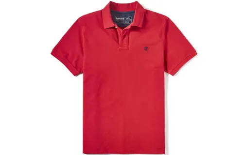 Timberland Polo Shirts Men's Cherry Red Polo Collar Moderate Straight Fit