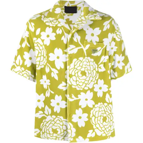 PRADA Shirts Men's Green Lapel Moderate