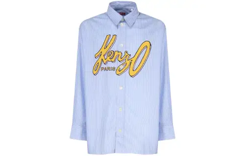 KENZO Shirts Men's Blue Pointed Collar Moderate Other