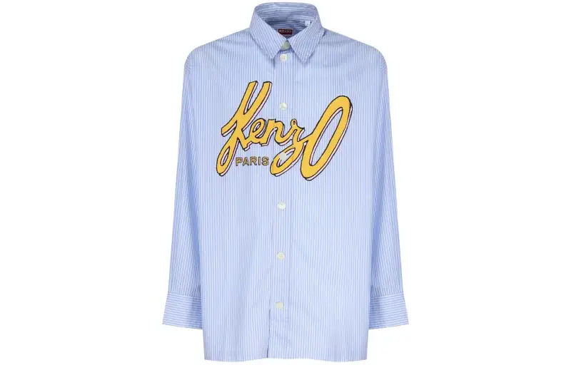 KENZO Shirts Men's Blue Pointed Collar Moderate Other