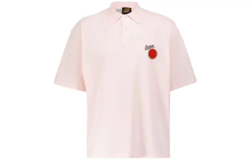 LOEWE Polo Shirts Men's Pink Polo Collar Moderate Straight Fit