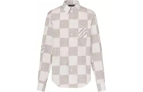 LOUIS VUITTON Damier Long-Sleeved Classic Cotton Shirt