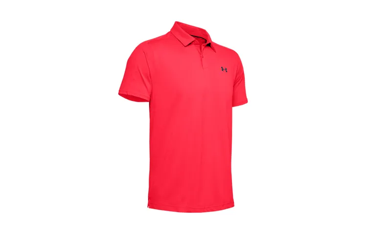Under Armour Polo Shirts Men's Red Polo Collar Moderate Straight Fit