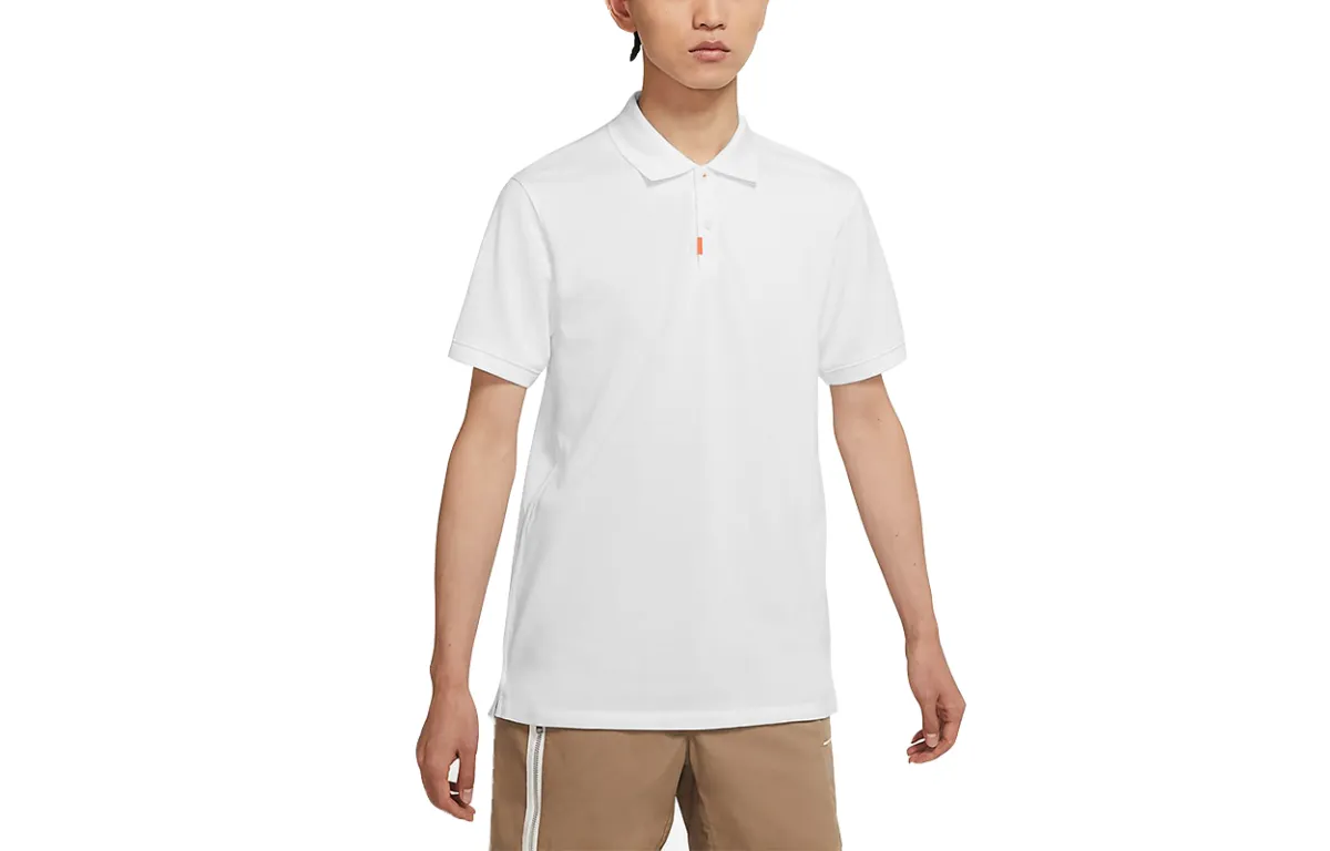 Nike Polo Shirts Men's White Polo Collar Moderate Straight Fit