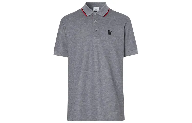 Burberry Polo Shirts Men's Gray Polo Collar Moderate Straight Fit