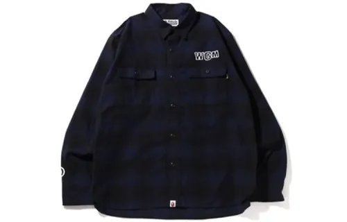 Bape Check Shark Relaxed Fit Flannel Shirt
