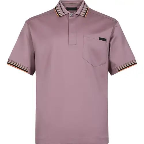 PRADA Polo Shirts Men's Light Purple Polo Collar Moderate Other