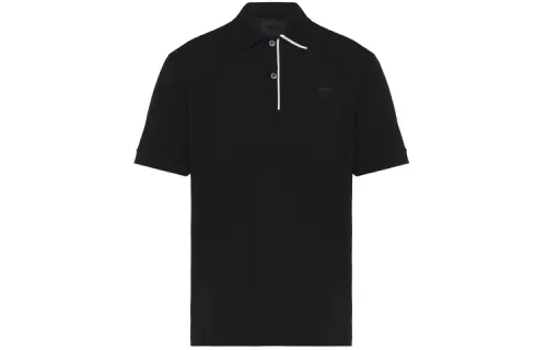PRADA Polo Shirts Men's Black Polo Collar Moderate Other