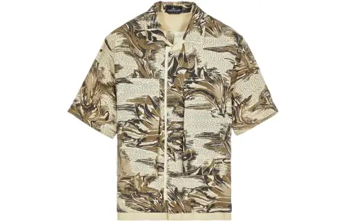 STONE ISLAND STONE ISLAND SHADOW PROJECT Series Shirts Men's Beige V Neck Moderate Shirt