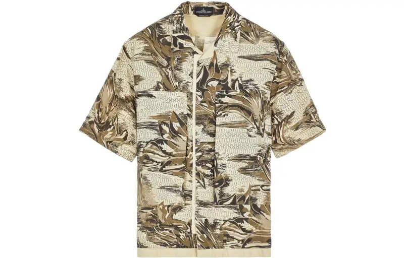 STONE ISLAND STONE ISLAND SHADOW PROJECT Series Shirts Men's Beige V Neck Moderate Shirt