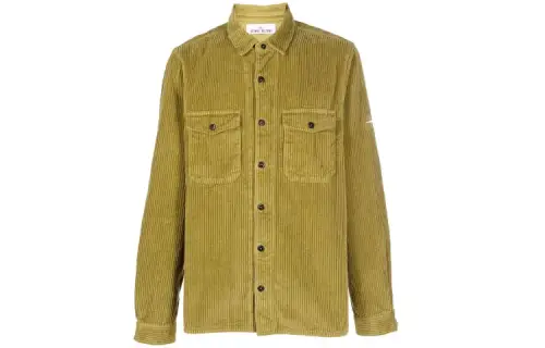 STONE ISLAND Shirts Men's Yellow Green Lapel Moderate Shirt
