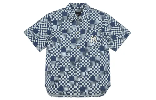 MLB Denim chess, comfortable blue shirt for men and women, print