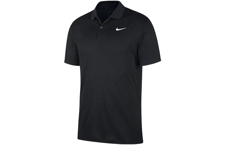 Nike Polo Shirts Men's Black Polo Collar Moderate Straight Fit