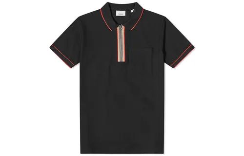 Burberry Polo Shirts Men's Black Polo Collar Moderate Straight Fit
