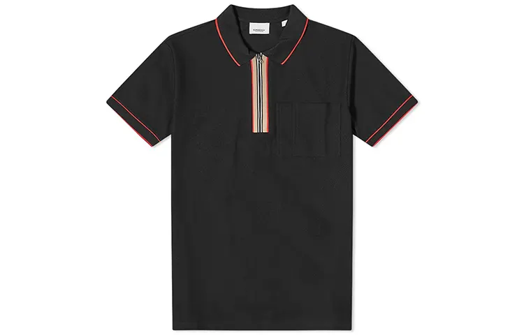 Burberry Polo Shirts Men's Black Polo Collar Moderate Straight Fit