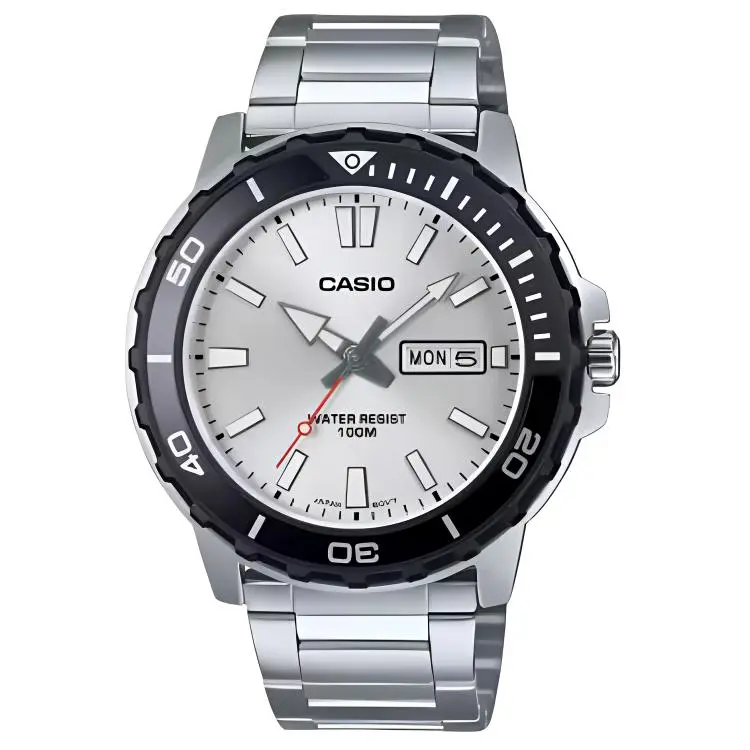 CASIO STANDARD Quartz Movement Stainless Steel Strap Watch Men's Watches Silver Dial